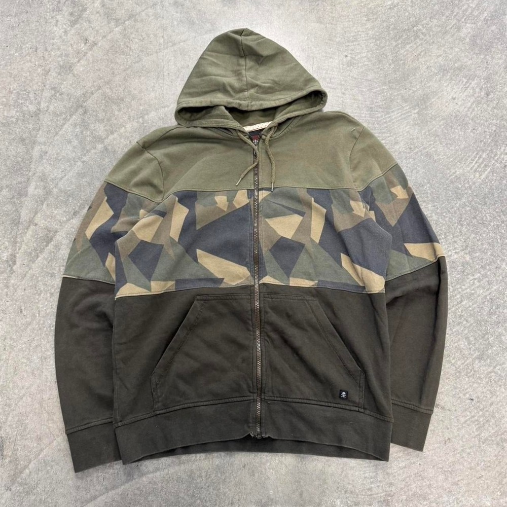 Tony Hawk Hoodie Zip Up Digital Camouflage Mens Skater Green Sweatshirt Hunt XL